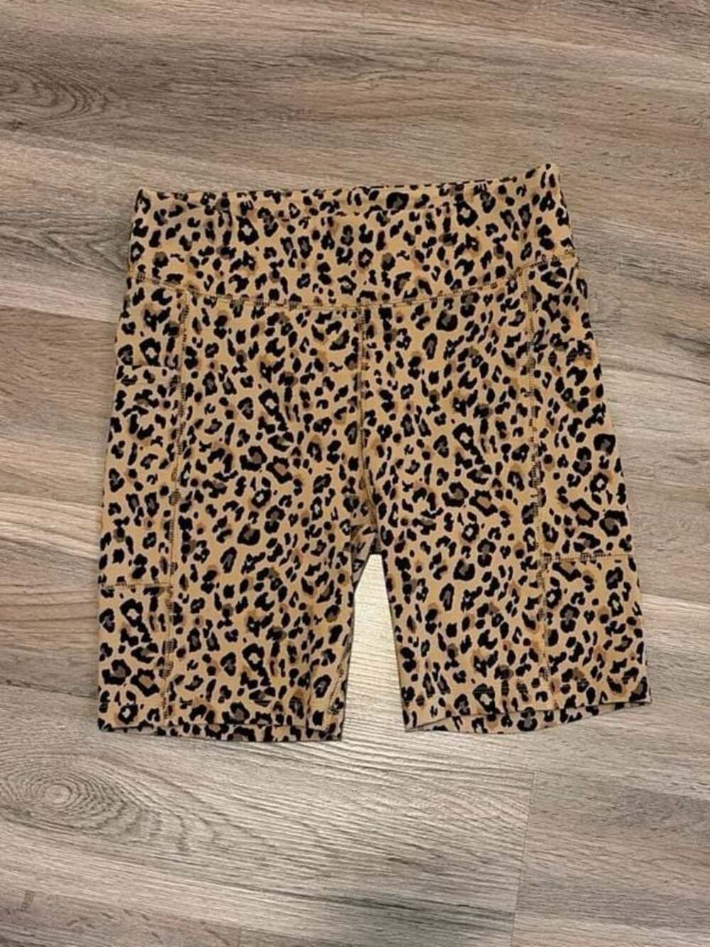 J.Crew High-Rise Bike Shorts with Pockets in Leopard Print M